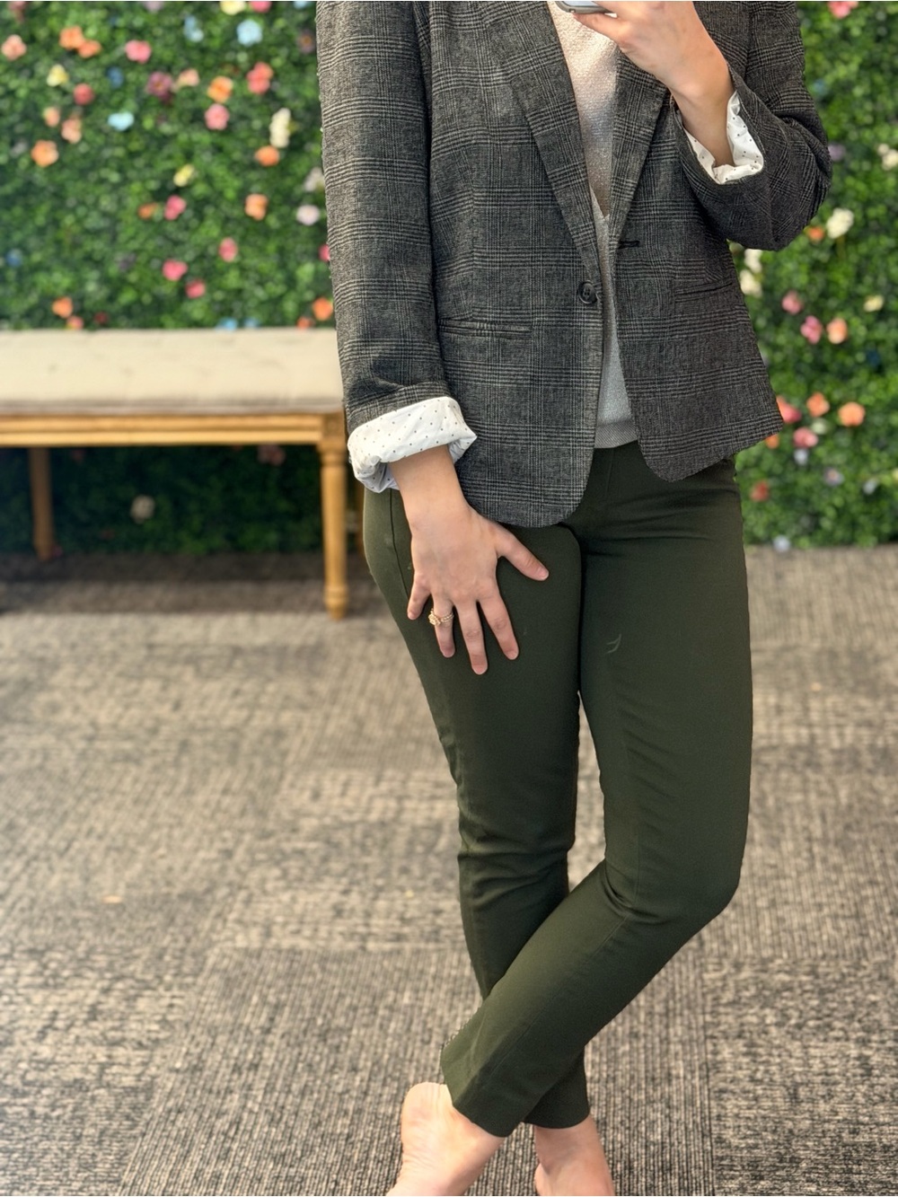 Kensie Gray Plaid Tailored Blazer Jacket - Picture 5 of 7